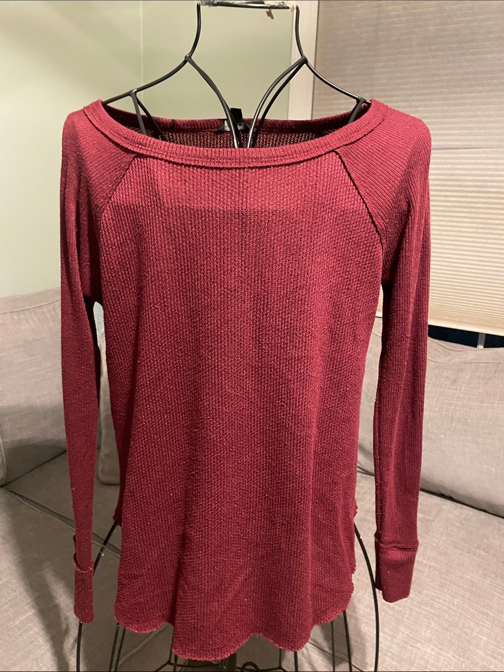 Lucky Brand Women's Long Sleeve Thermal Top - Burgundy
